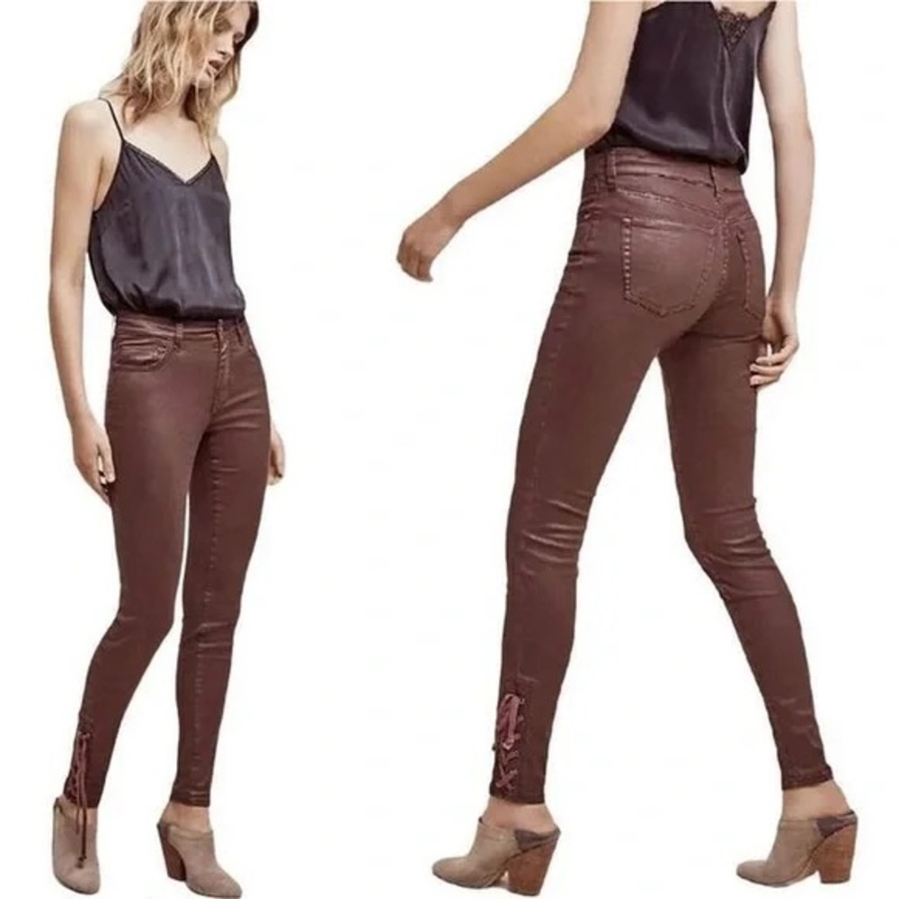 Pilcro &The Letterpress Jeans Womens 28 Brown Lace Up Wax Ankle Anthropologie